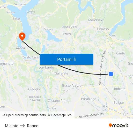 Misinto to Ranco map