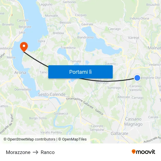 Morazzone to Ranco map