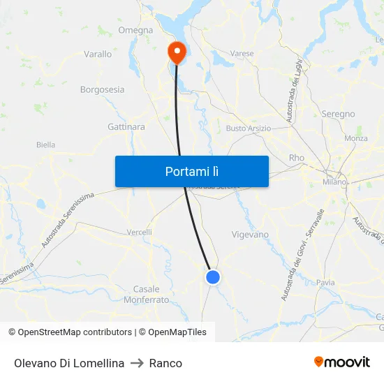Olevano Di Lomellina to Ranco map