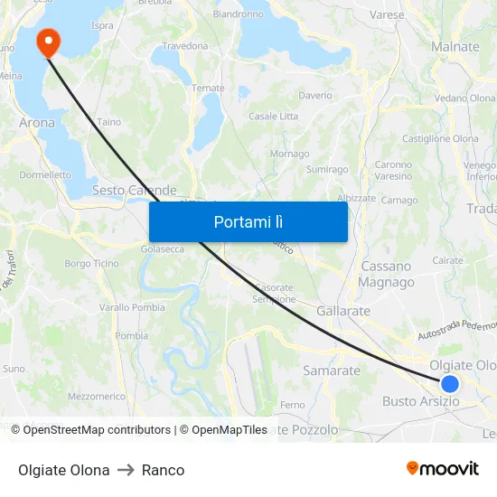 Olgiate Olona to Ranco map