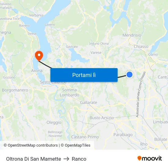Oltrona Di San Mamette to Ranco map