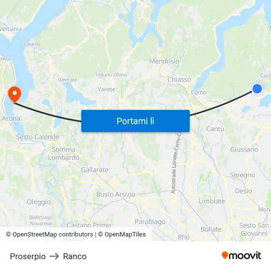 Proserpio to Ranco map