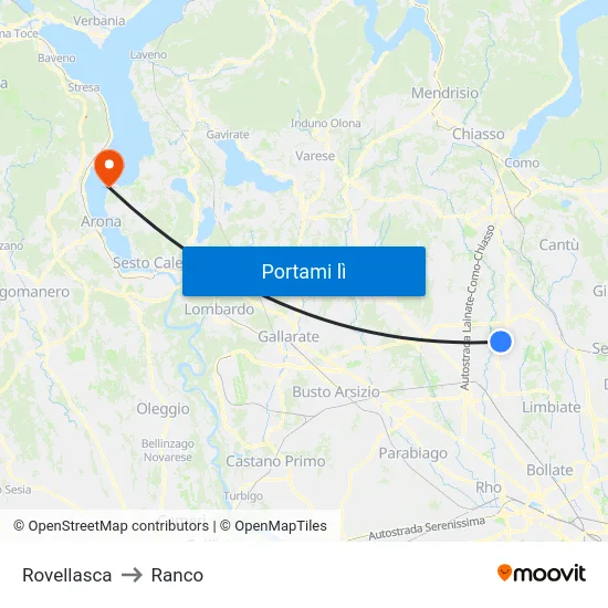 Rovellasca to Ranco map