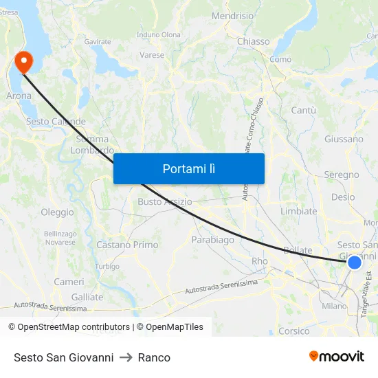 Sesto San Giovanni to Ranco map