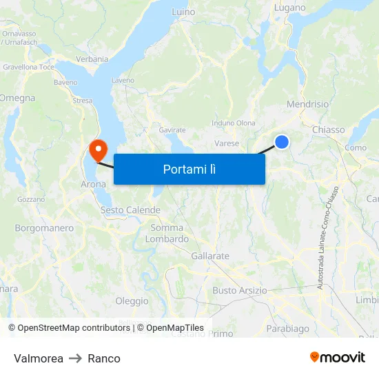 Valmorea to Ranco map