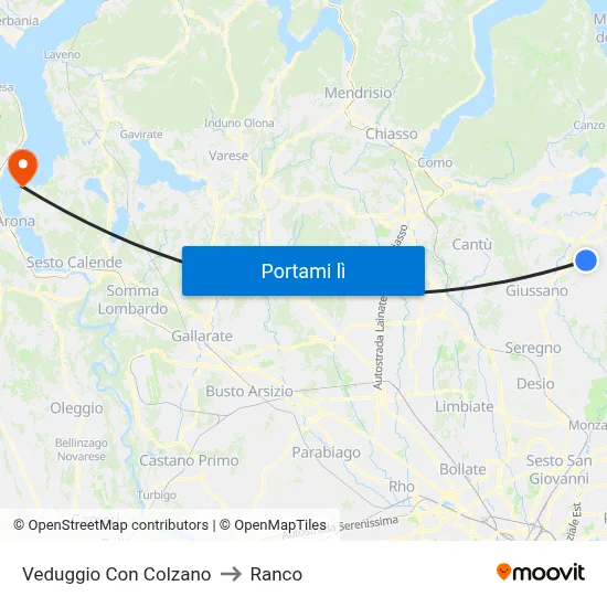 Veduggio Con Colzano to Ranco map