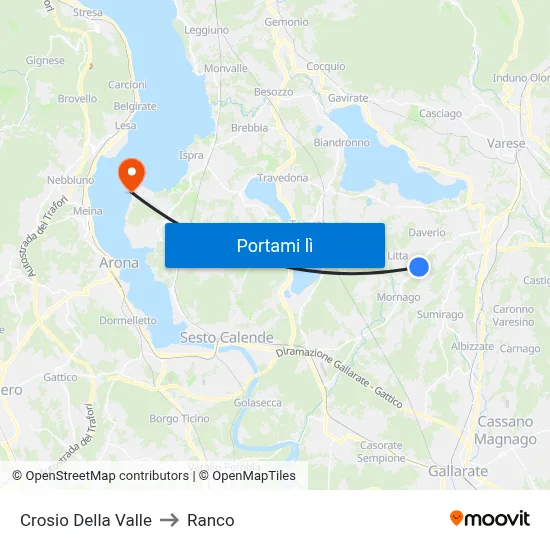 Crosio Della Valle to Ranco map