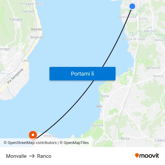 Monvalle to Ranco map