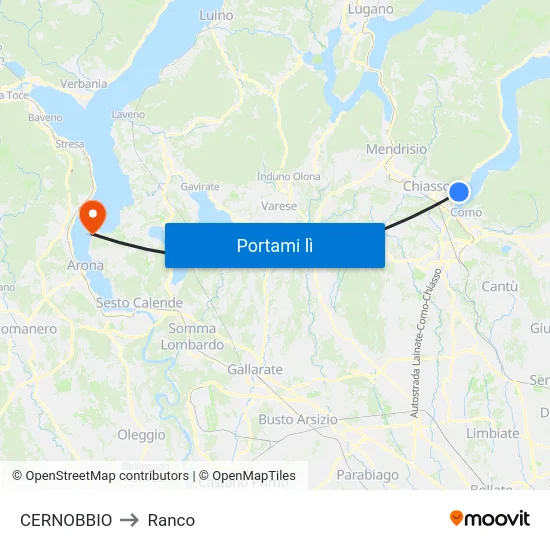 CERNOBBIO to Ranco map