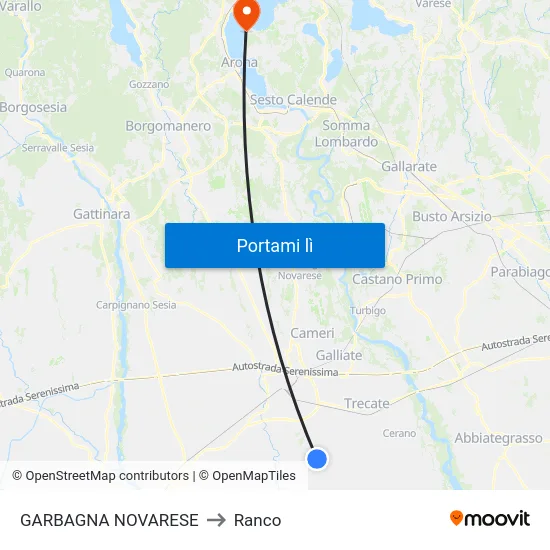 GARBAGNA NOVARESE to Ranco map