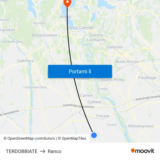 TERDOBBIATE to Ranco map