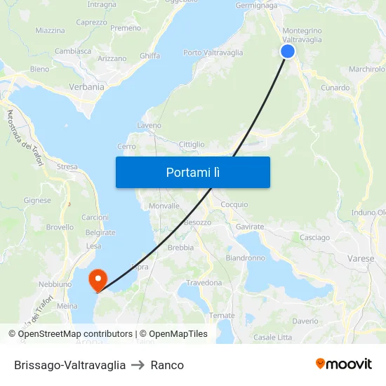 Brissago-Valtravaglia to Ranco map