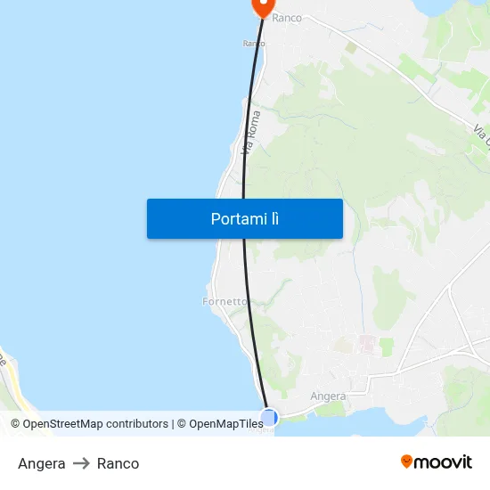 Angera to Ranco map