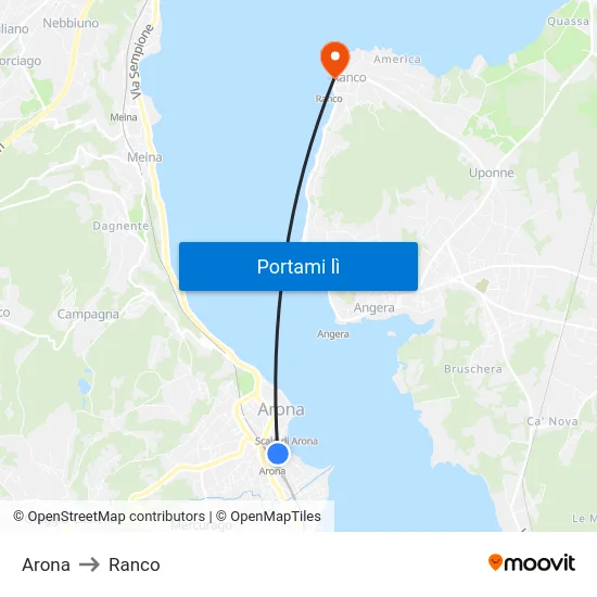 Arona to Ranco map