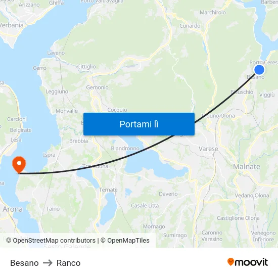 Besano to Ranco map
