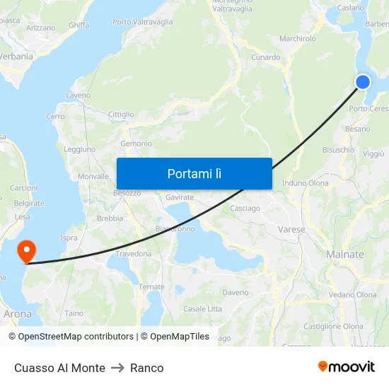 Cuasso Al Monte to Ranco map