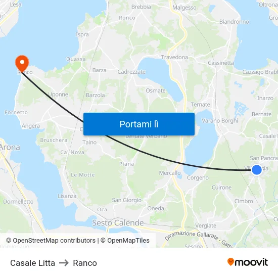 Casale Litta to Ranco map