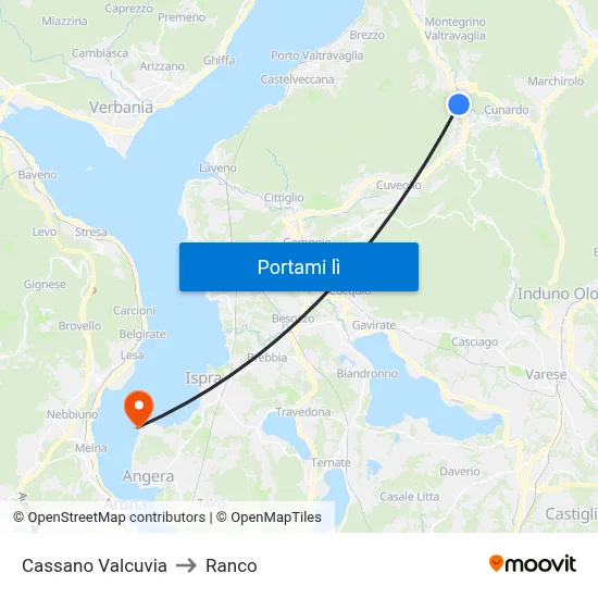 Cassano Valcuvia to Ranco map