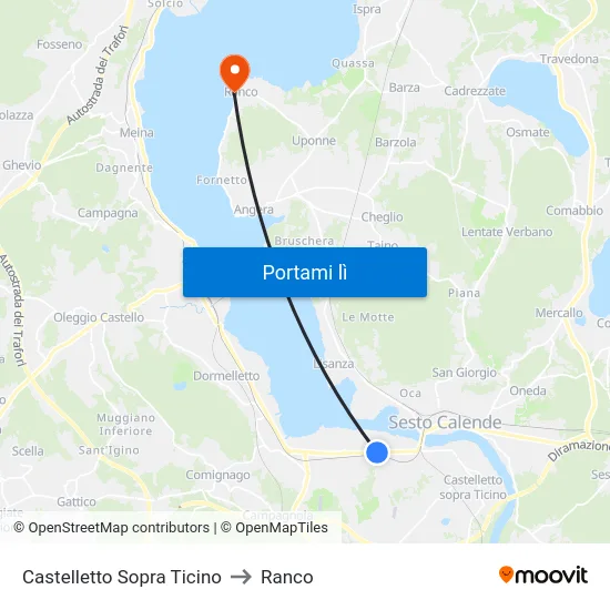 Castelletto Sopra Ticino to Ranco map