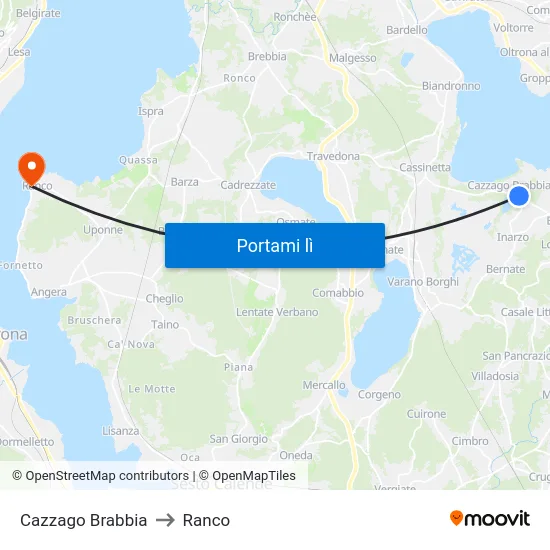 Cazzago Brabbia to Ranco map