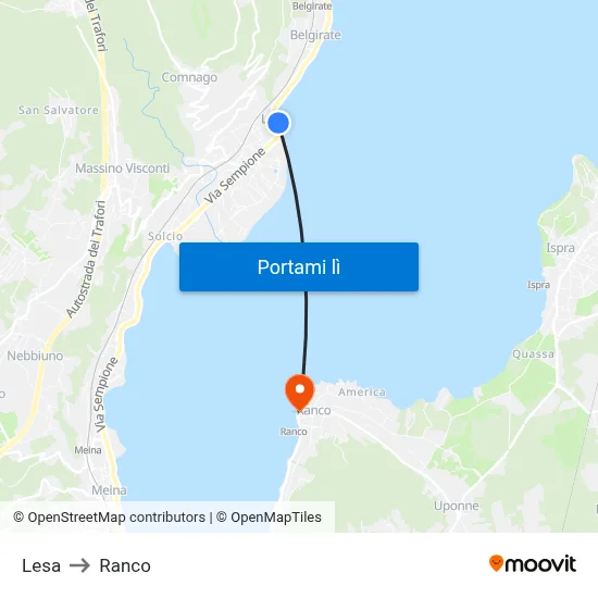 Lesa to Ranco map