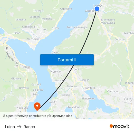 Luino to Ranco map