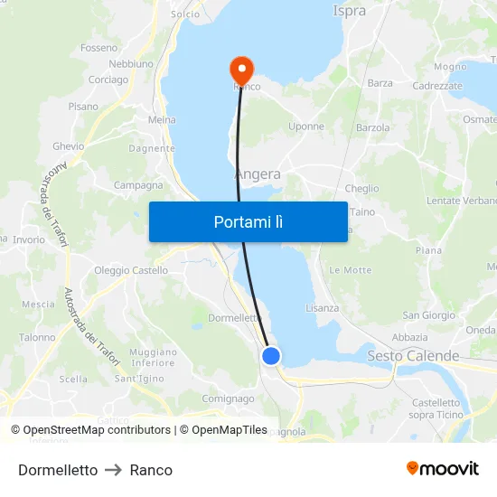Dormelletto to Ranco map