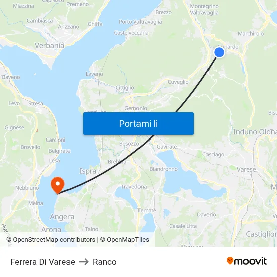 Ferrera Di Varese to Ranco map