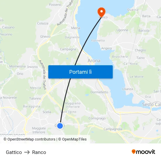 Gattico to Ranco map