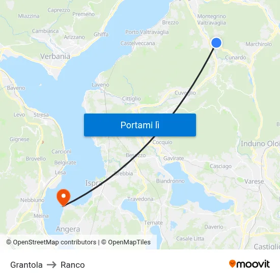Grantola to Ranco map