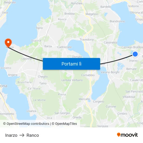 Inarzo to Ranco map