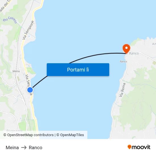 Meina to Ranco map