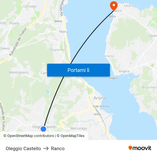 Oleggio Castello to Ranco map