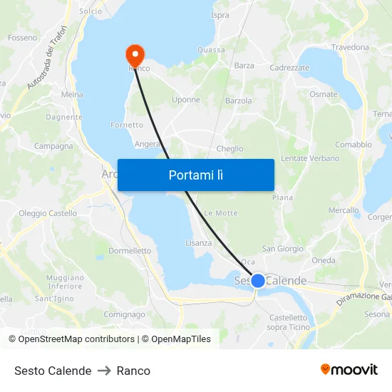 Sesto Calende to Ranco map