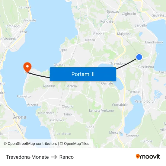 Travedona-Monate to Ranco map