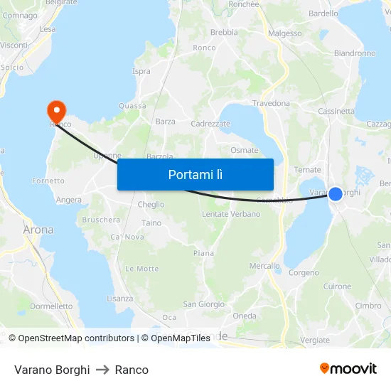 Varano Borghi to Ranco map