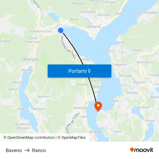 Baveno to Ranco map