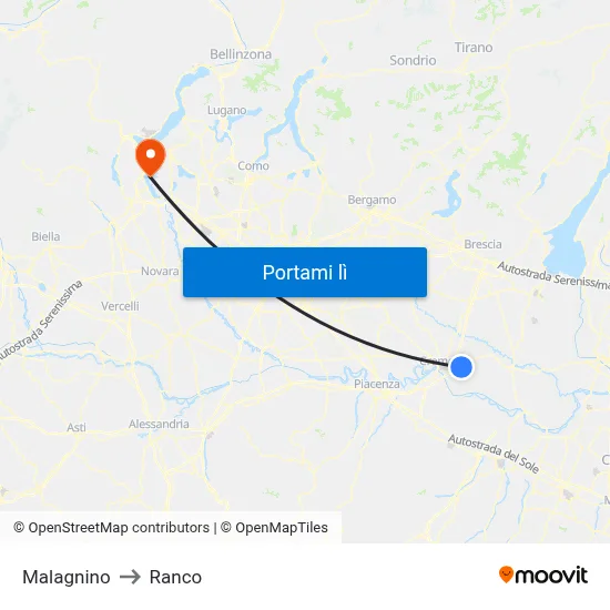Malagnino to Ranco map