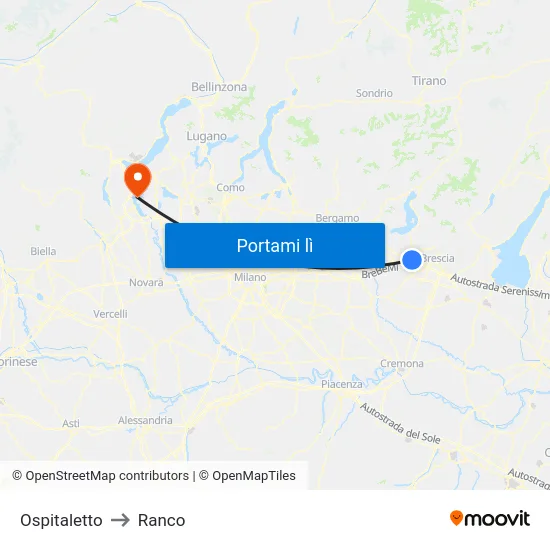 Ospitaletto to Ranco map