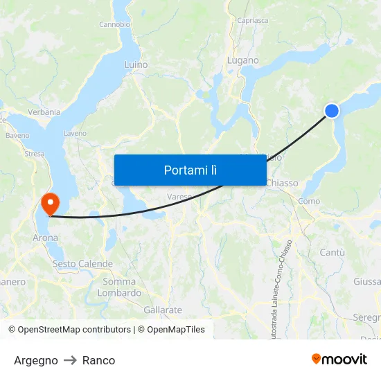 Argegno to Ranco map