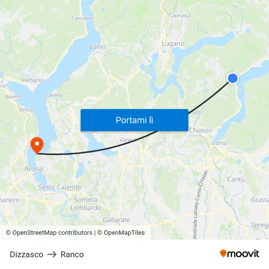Dizzasco to Ranco map