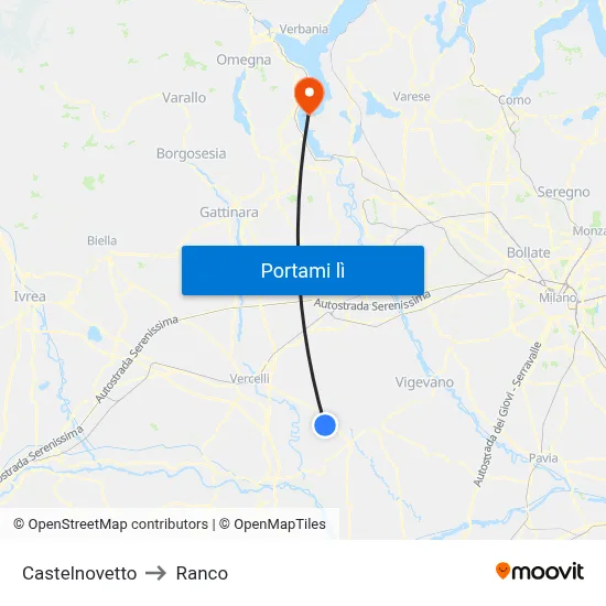 Castelnovetto to Ranco map