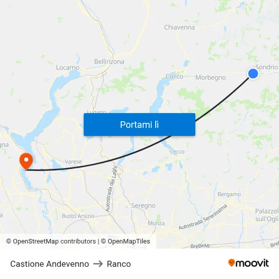 Castione Andevenno to Ranco map
