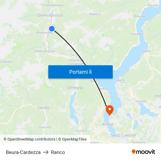 Beura-Cardezza to Ranco map
