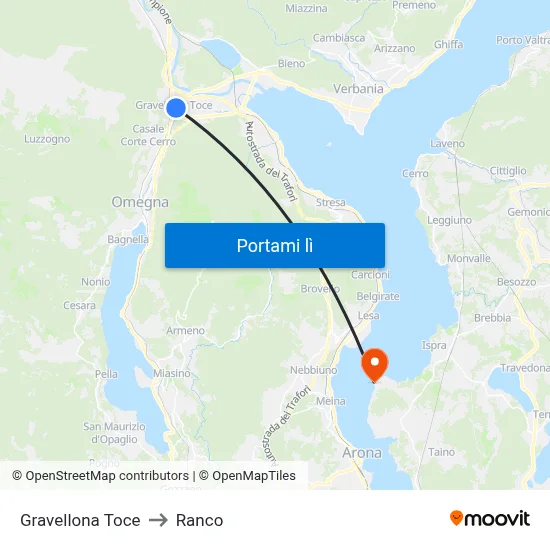 Gravellona Toce to Ranco map