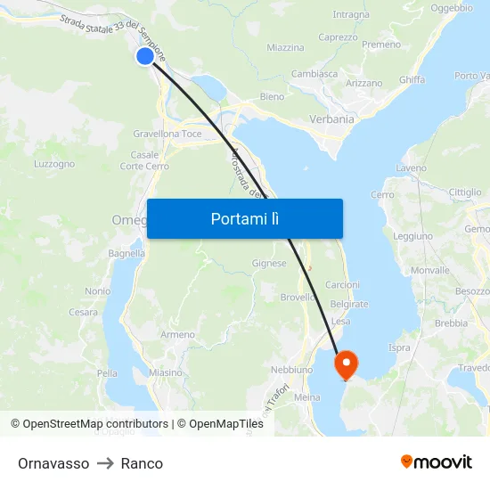 Ornavasso to Ranco map