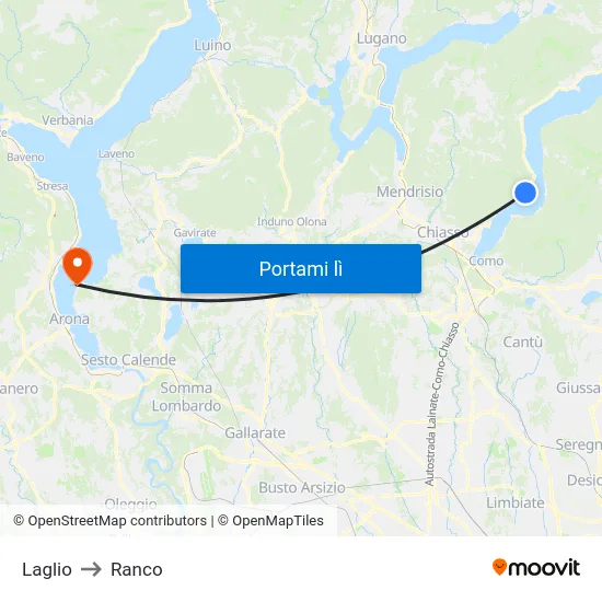 Laglio to Ranco map