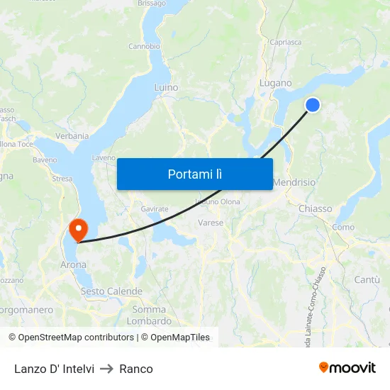Lanzo D' Intelvi to Ranco map