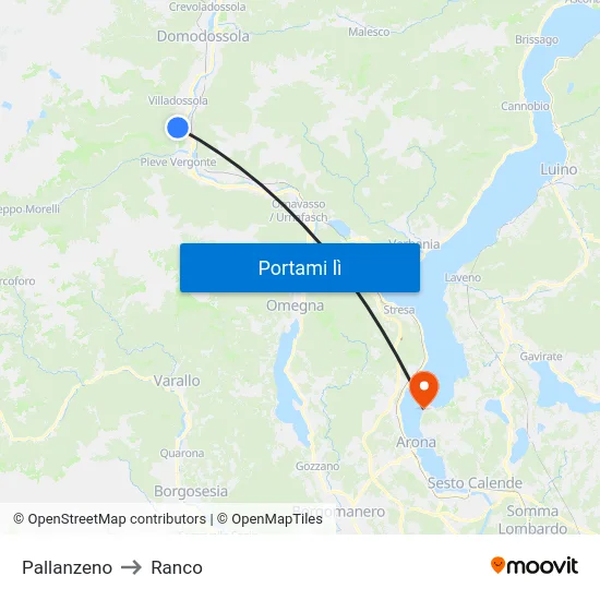 Pallanzeno to Ranco map