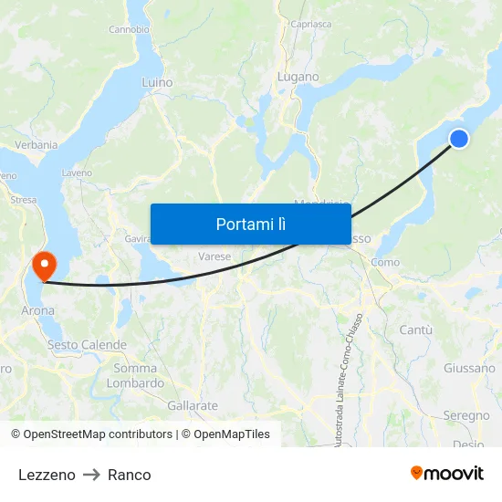 Lezzeno to Ranco map